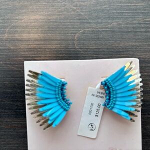 Mignonne Gavigan Cerulean and Gold Wing Earrings - NWT